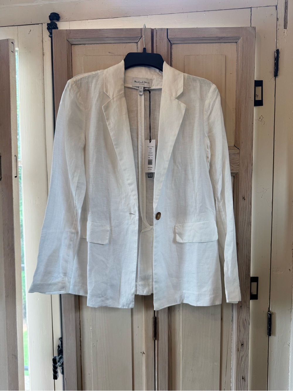 Michael Stars White Linen Blazer - Single-Button Women's Jacket